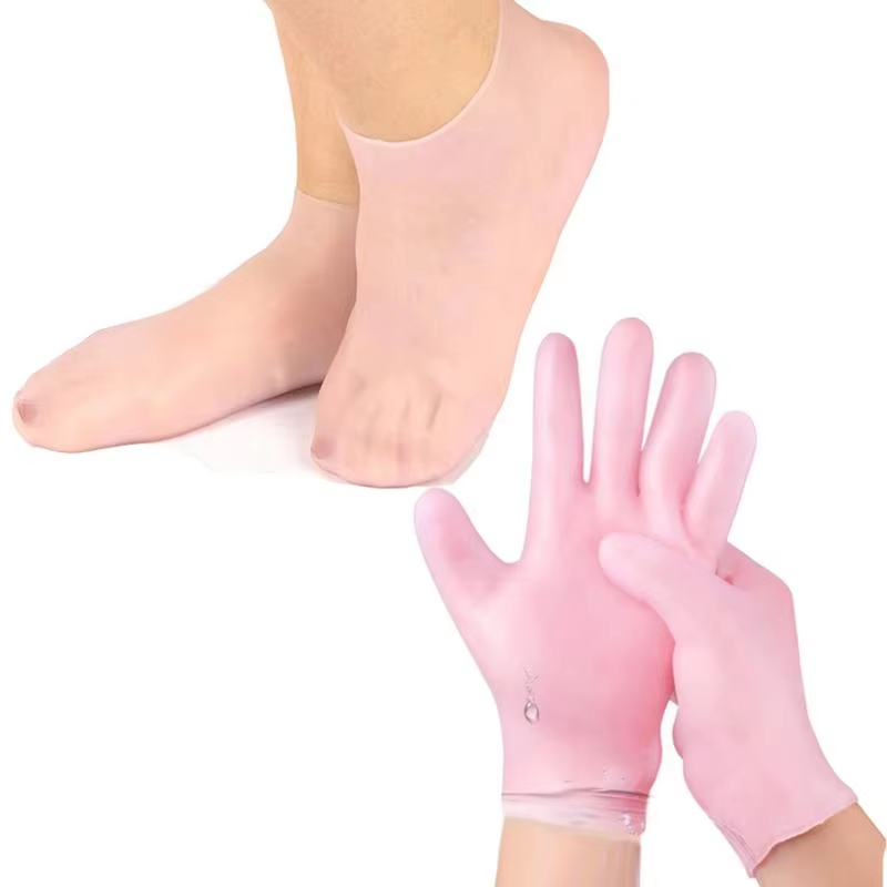 Latex Disposable Glove - 1 Paar Silikon-Fußpflegesocken und wiederverwendbare SPA-Gel-Handschuhe,